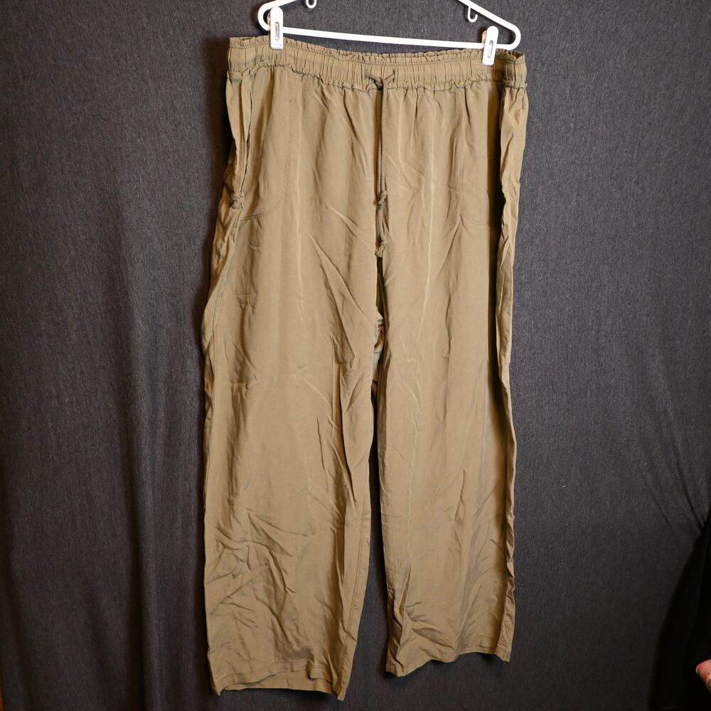 NEW Elie Tahari Women's 3X Olive Green Wide Leg Lyocell Pants Drawstring NWT